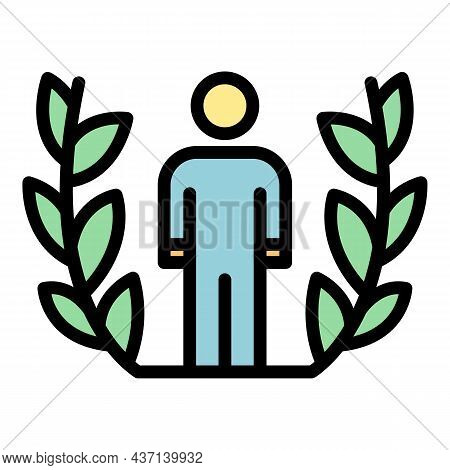 Laurel Excellence Man Icon. Outline Laurel Excellence Man Vector Icon Color Flat Isolated