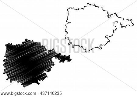 Nalanda District (bihar State, Patna Division, Republic Of India) Map Vector Illustration, Scribble 