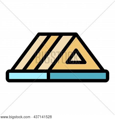 Wood Roof Icon. Outline Wood Roof Vector Icon Color Flat Isolated