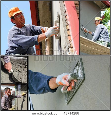 Bauarbeiter bei der Arbeit - Collage