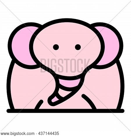 Fat Elephant Icon. Outline Fat Elephant Vector Icon Color Flat Isolated