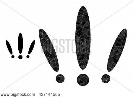 Low-poly Multiple Warnings Icon On A White Background. Flat Geometric 2d Modeling Illustration Based
