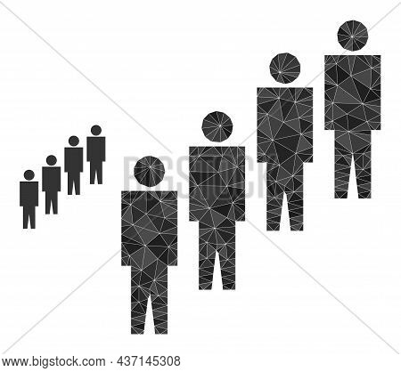 Low-poly People Queue Icon On A White Background. Flat Geometric Polygonal Abstraction Based On Peop