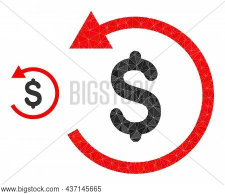 Lowpoly Refund Icon On A White Background. Flat Geometric Lowpoly Symbol Based On Refund Icon. Polyg