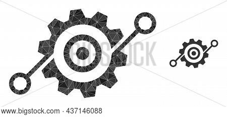 Low-poly Smart Gearwheel Icon On A White Background. Flat Geometric Polygonal Symbol Based On Smart 