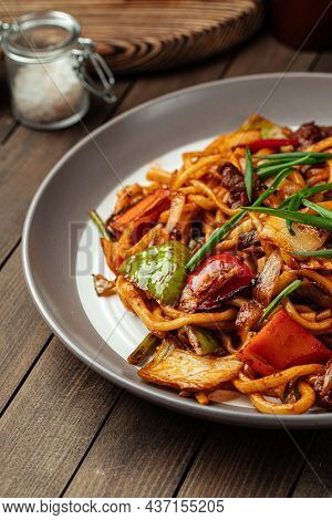 Portion Of Oriental Dish Tsomyan Roasted Noodles