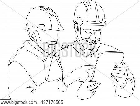 Team Of Engineer And Architects Working, Meeting. Construction Concepts, Engineer And Architect Work