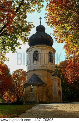 The Famous And Disctinctive Church, Pantaleon Chapel Karner, In Moedling, Lower Austria, Austria.