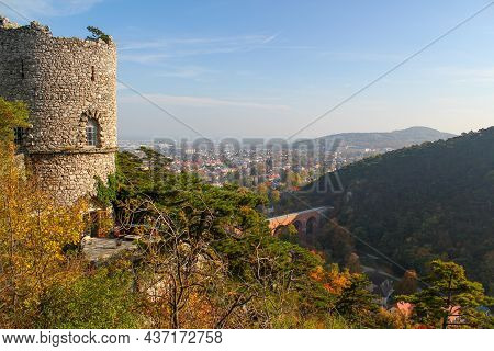 Wonderful Autumn Landscape And View On Moedling, Lower Austria. Beautiful Travel Destination Trip Fr