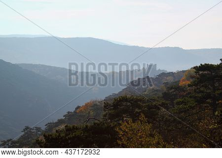 Wonderful Autumn Scenery In The Forests And Hills Near Moedling. Beautiful Travel Destination Trip N