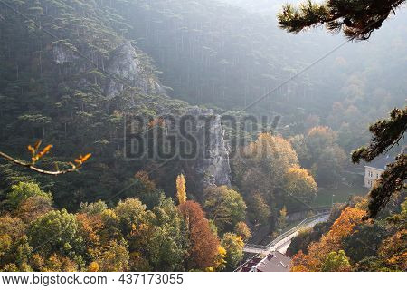 Beautiful Autumn Landscape With Famous Rock Climing Mountain In Moedling, Lower Austria, Austria.