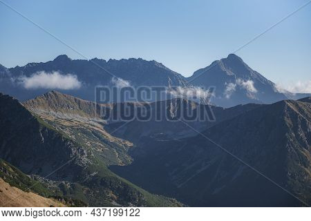Mountain Panorama Of The Tatra Mountains From Kasprowy Wierch (kasper Peak)  On A Autumn Day In Pola