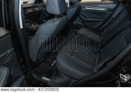 Novosibirsk, Russia - September 12, 2021: Haval F7, Car Interior, Part Of Back Seats