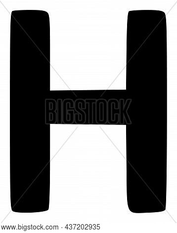 Eta Greek Symbol Icon With Flat Style. Isolated Raster Eta Greek Symbol Icon Image, Simple Style.