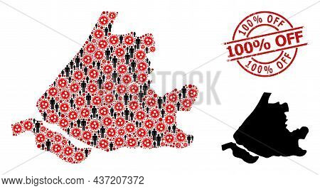 Collage Map Of South Holland United From Flu Virus Icons And Humans Elements. 100 Discount Off Textu