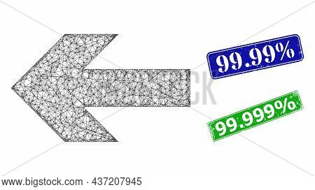 Network Left Arrow Direction Model, And 99.99 Percent Blue And Green Rectangular Textured Stamp Seal