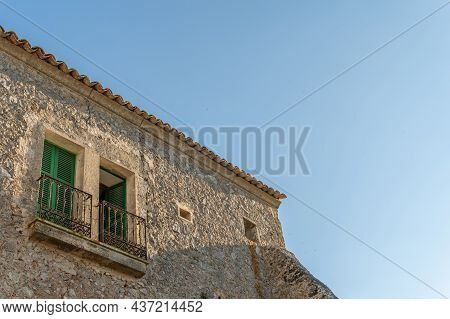 Monti-sion Monastery At Sunset. Detail Of The Architecture And The Surrounding Nature. Island Of Mal