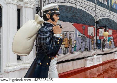 A Coruna, Spain, August 16, 2021. Corto Maltes Comic Character At Salon Del Comic In The City Of A C