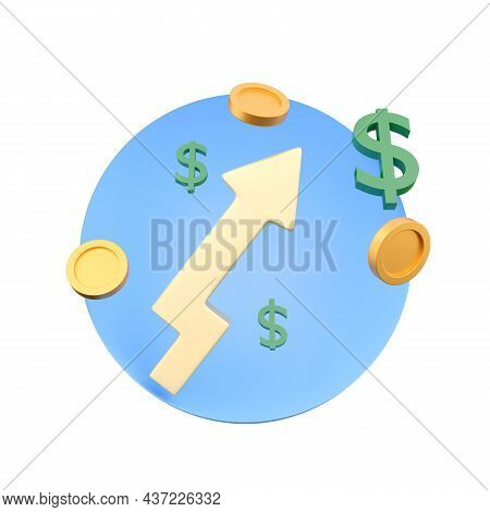 3d Render Chart, Finance, Growth On White Background, 3d Rebdering Illustration