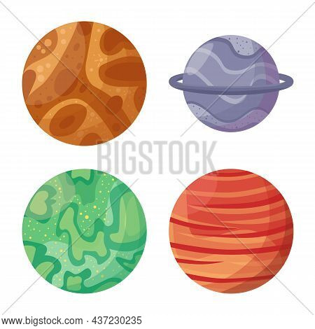 Vector Illustration Of Planet And System Sign. Collection Of Planet And Space Vector Icon For Stock.