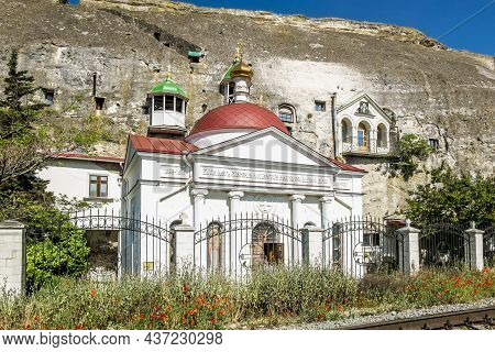 Inkerman.crimea.may 31, 2021.st. Klimentovsky Cave Monastery In The Rock In Inkerman In The Crimea