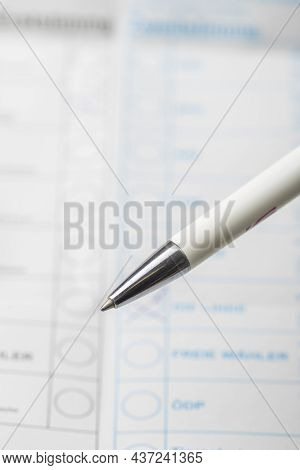 White Pen Over An German Election Sheet