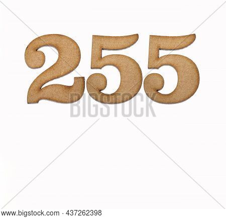 Number 255 - Piece Of Wood Isolated On White Background
