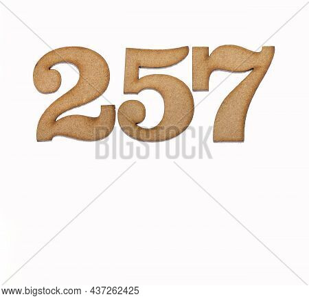 Number 257 - Piece Of Wood Isolated On White Background