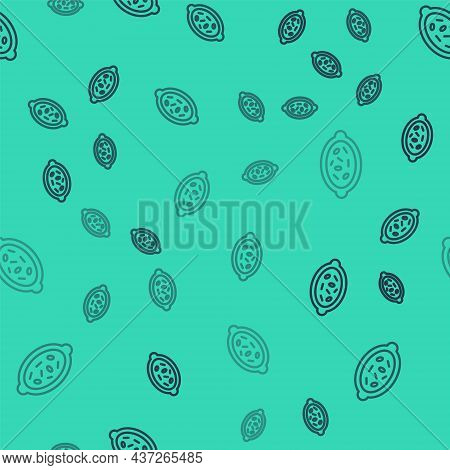 Black Line Kheer In A Bowl Icon Isolated Seamless Pattern On Green Background. Traditional Indian Fo