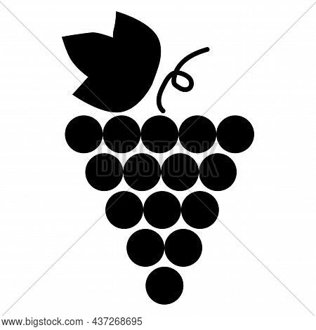 Grape Silhouette Icon. Fresh Fruit Logo. Vine Symbol. Flat Design. Minimal Style. Vector Illustratio