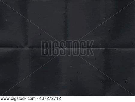 Crumpled Black Paper Texture. Abstract Dark Background With Wrinkled Cardboard Texture. Vector Illus