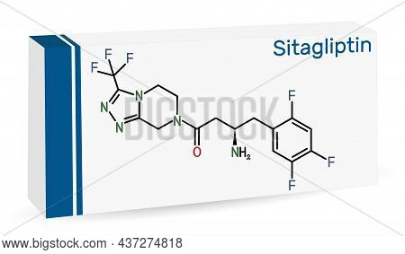 Sitagliptin Anti-diabetic Medication Drug Molecule. It Is Trifluorobenzene And Triazolopyrazine With