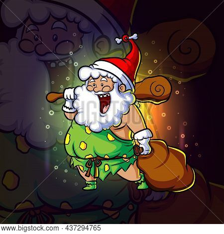 The Tarzan Of Santa Stick Esport Logo Design Of Illustration