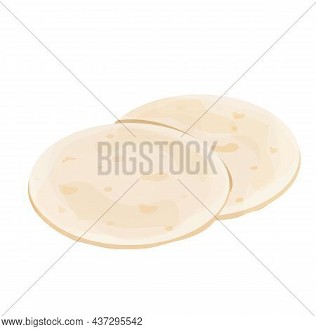 Lavash, Tortilla. Mexican Cuisine Ingredient In Cartoon Style Isolated On White Background. Fast Foo