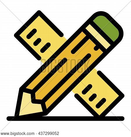 Tiler Ruler Icon. Outline Tiler Ruler Vector Icon Color Flat Isolated