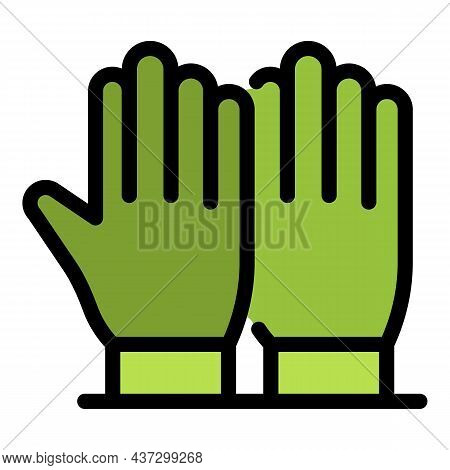 Tiler Gloves Icon. Outline Tiler Gloves Vector Icon Color Flat Isolated