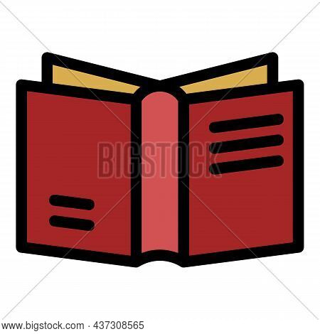 Open Book Back View Icon. Outline Open Book Back View Vector Icon Color Flat Isolated