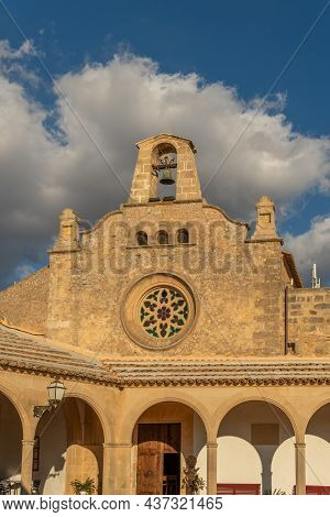 Monti-sion Monastery At Sunset. Main Facade Of The Church. Island Of Mallorca, Spain