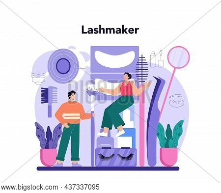Lashmaker Concept. Eyelash Extension, Eyelashes Volume Correction