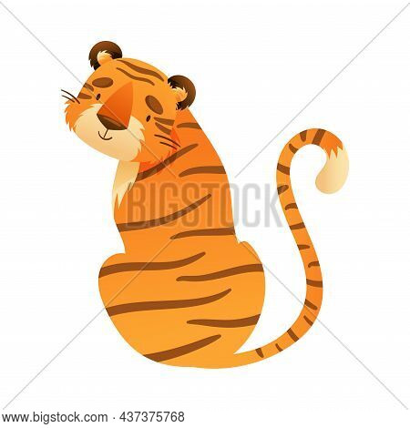 Cute Frindly Tiger Jungle Wild Animal Cartoon Vector Illustration