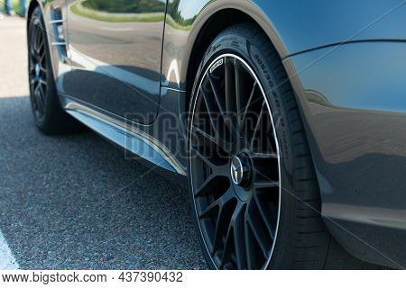 Convertible Mercedes Benz Sl550 On The Road. Wheel Type.