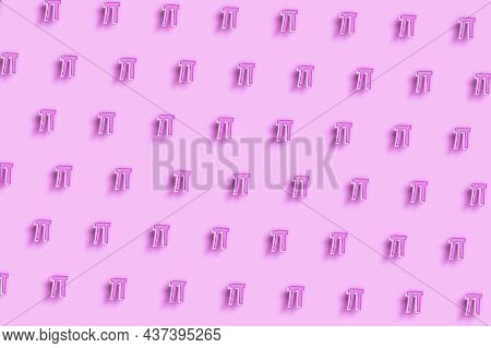 Pi Sign. Pi Letter, Greek Alphabet Symbol, Pink Minimal Background