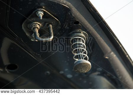 Dnepropetrovsk, Ukraine - 08.24.2021: Convertible Mercedes Benz Sl550 On The Road. Detailing. Bonnet