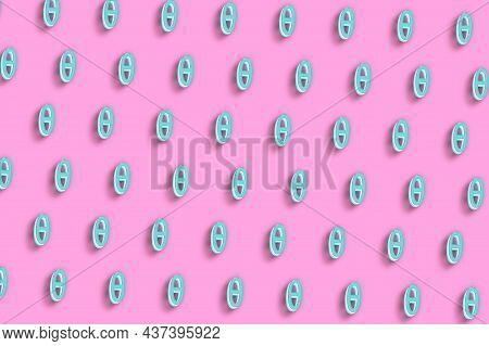 Theta Sign. Theta Letter, Greek Alphabet Symbol, Pink Minimal Background