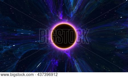 Supernova Explosion With 3d Render Sucking Matter Into Infinite Space. Gravitational Apocalypse With