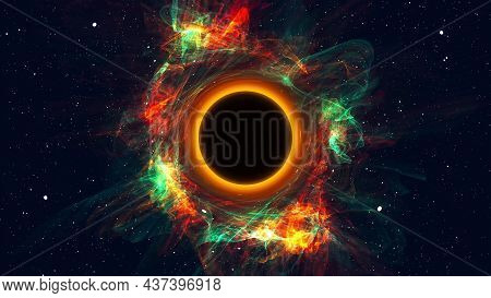 Supernova Explosion With 3d Render Sucking Matter Into Infinite Space. Gravitational Apocalypse With