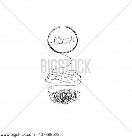 Personal Growth, Development, Evolution Icon. Tangled And Unraveled Tangle, Insight, Mentor. Coachin