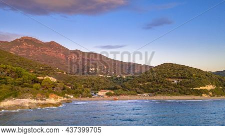 Aerial View Of Rocky Coast Of Corsican Cap Corse Near Farinole, Corsica, France