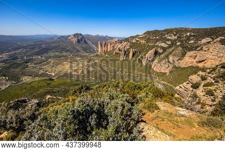 View From Mirador De Los Buitres On Steep Clifffs Of Penas De Riglos Near Huesca, Aragon, Spanish Py