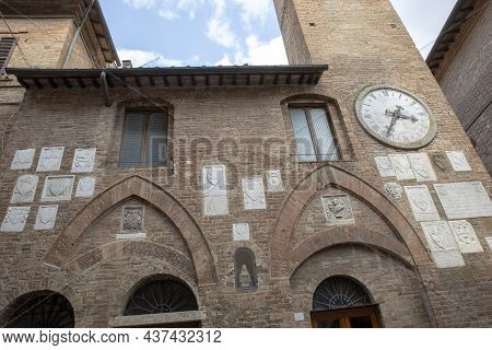 Buonconvento (si), Italy - August 01, 2021: Municipal Building Buonconvento, Tuscany, Italy.